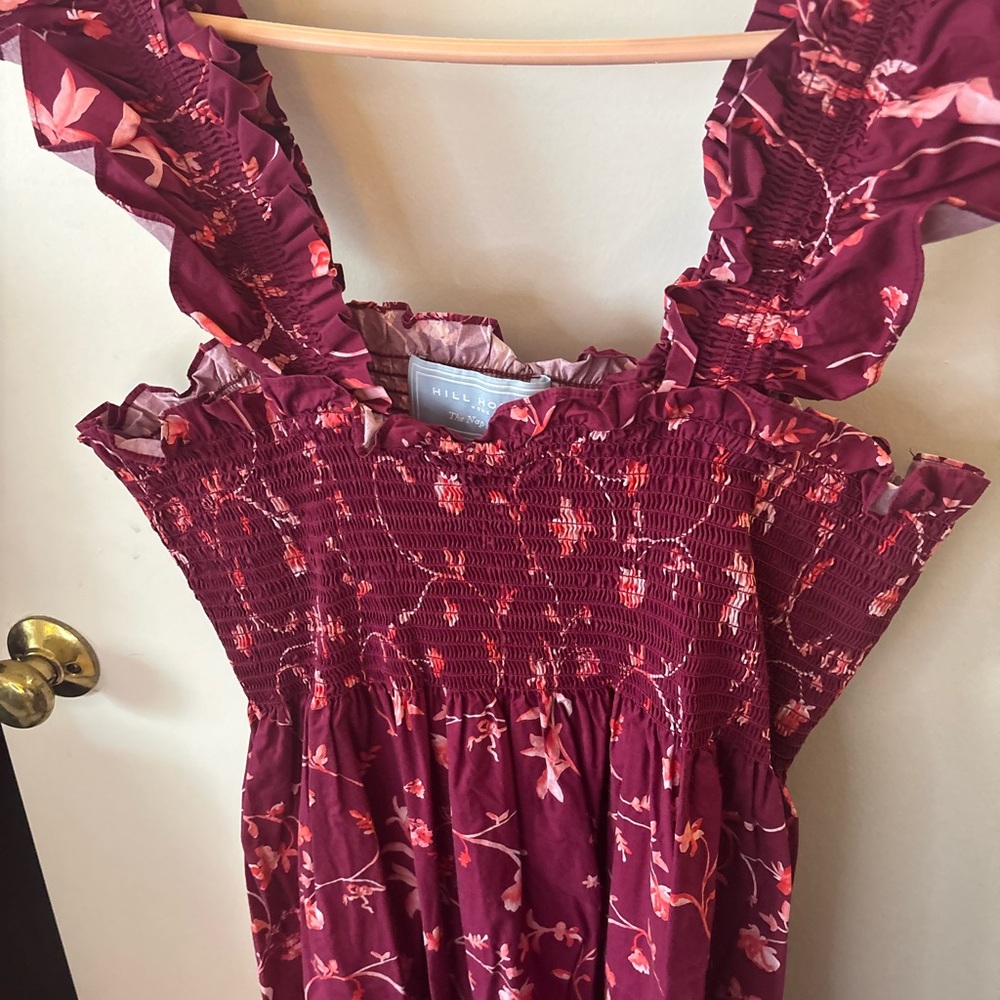 Hill House The Ellie Nap Dress in Burgundy Floral